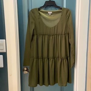 Tobi Tier She Goes Again Olive Shift Dress